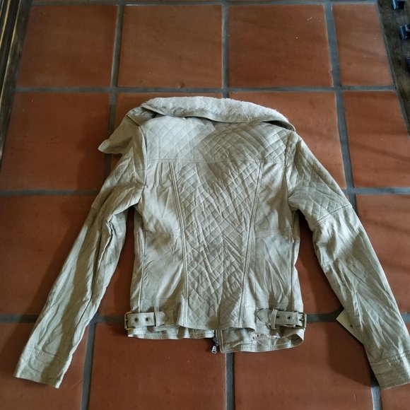 GUESS Beige Faux Leather Jacket - Picture 2 of 12